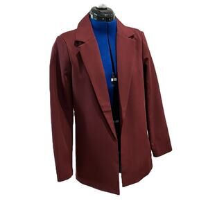Missguided Burgundy Open Structured Blazer Size 4 Office Classic Smart Casual